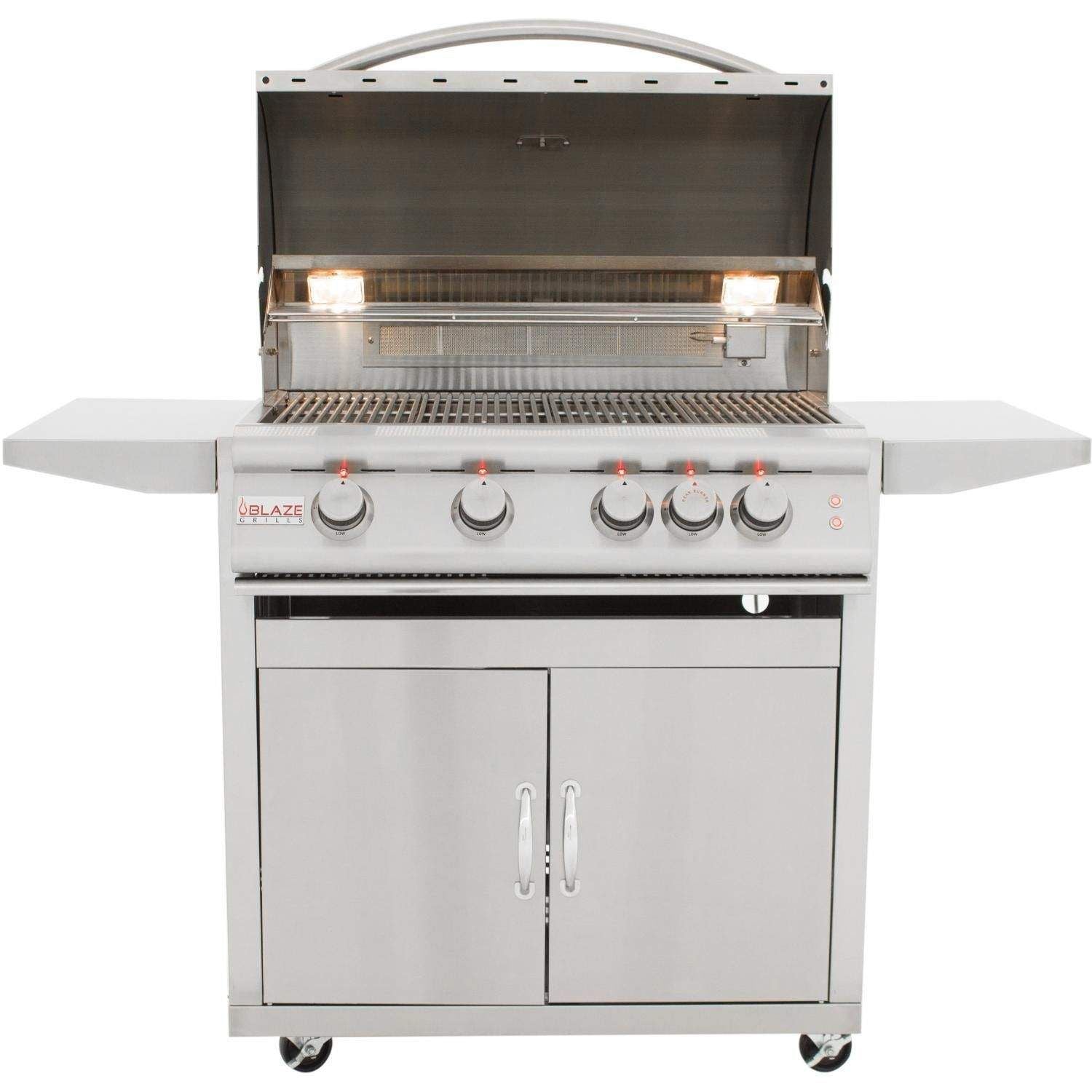 Blaze Premium LTE 32-Inch 4-Burner Freestanding Gas Grill with Rear Infrared Burner (BLZ-4LTE2-LP/NG + CART)