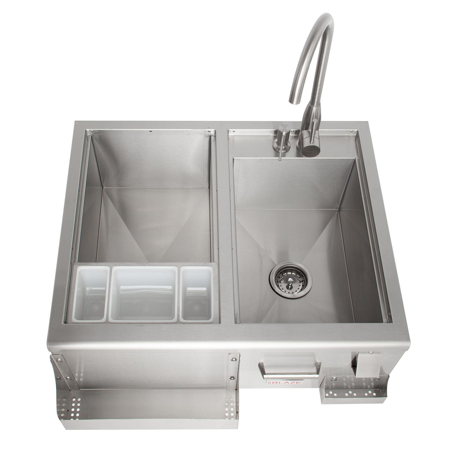 Blaze Beverage Center with Sink, Condiment Tray & Ice Bin Cooler (BLZ-30CKT-SNK)